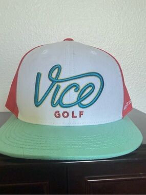 Vice Golf Colorblock Snapback Hat - White, Mint & Coral